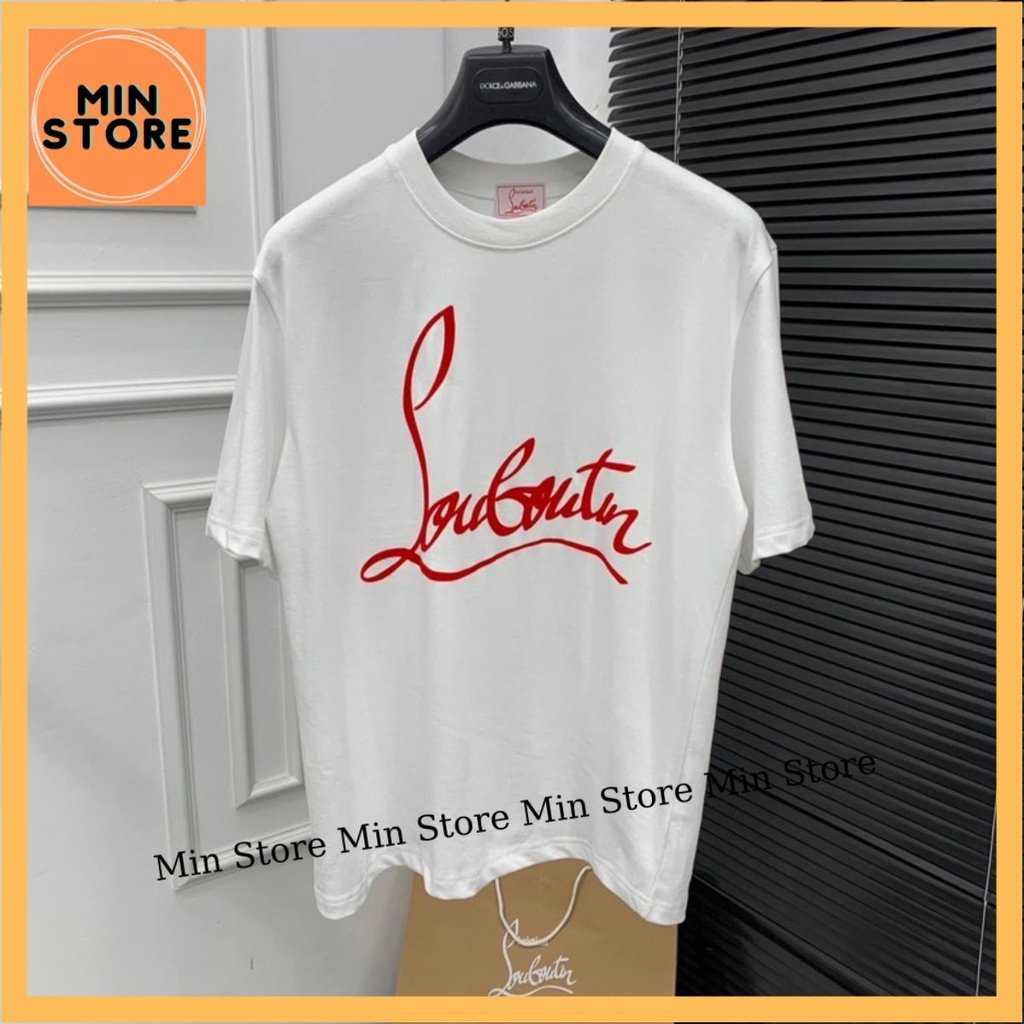 Áo Phông Nam Nữ Premium Cotton In Chữ Louboutin Logo Đỏ Hai Mặt - Áo Cộc Tay Thấm Hút Mồ Hôi Hàng Đẹp 2023