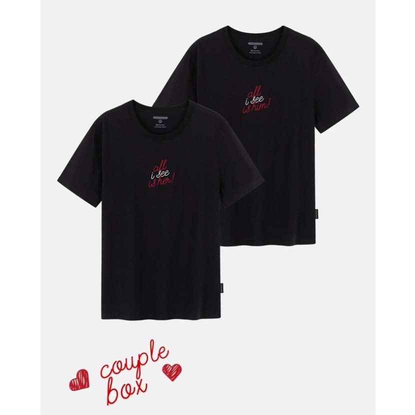 Couple Box - Combo 2 Áo thun Cotton Basics 200gsm in All I see is him/her - thương hiệu Coolmate