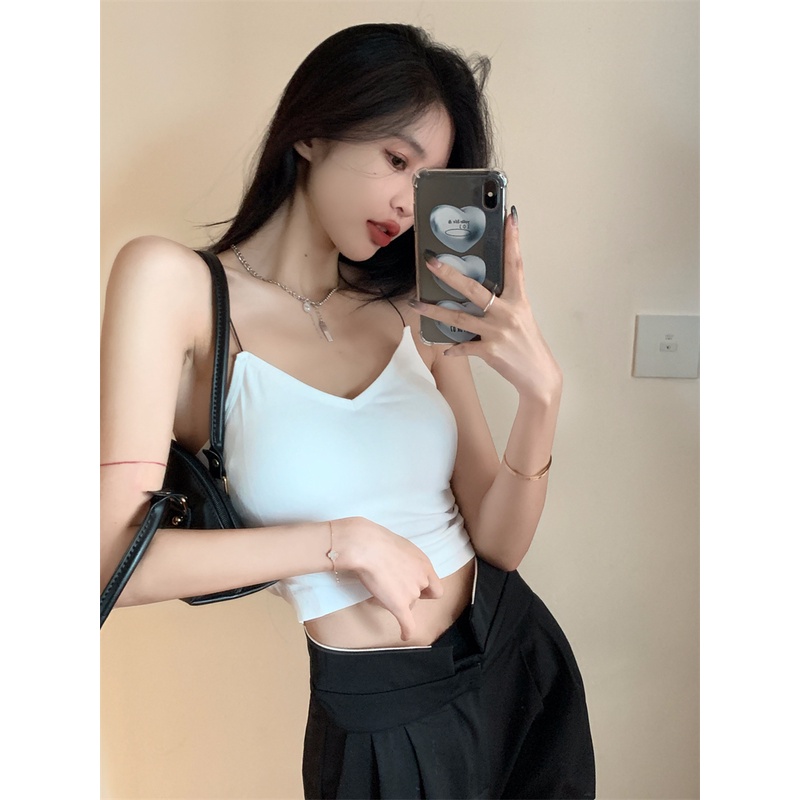 Áo hai dây ZHELIHANGFEI ôm dáng phong cách Hàn Quốc dễ phối đồ