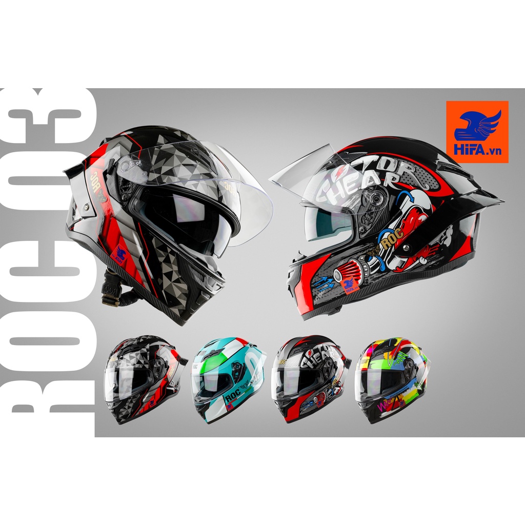 Mũ Bảo Hiểm Fullface ROC 03 Đủ Màu Hai Kính - HIFA.vn