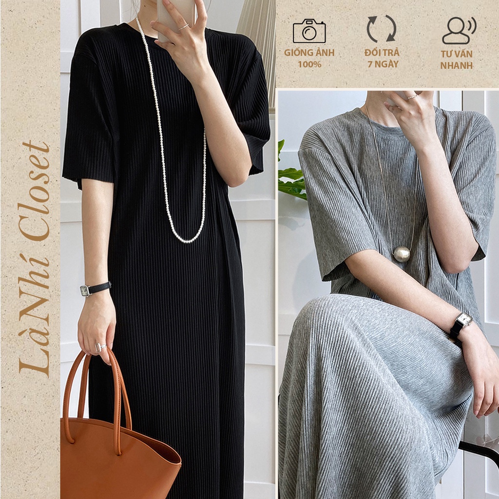 Váy đầm maxi dập ly dáng suông dài chất thun mát, siêu co dãn, hàng quảng châu loại 1