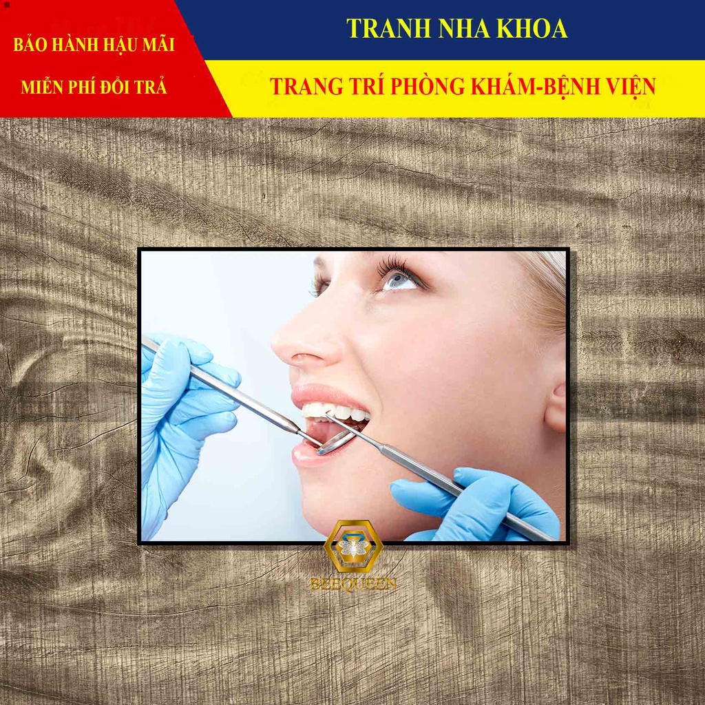 Tranh Nha Khoa Treo Tường Trang Trí Phòng Khám Nha Khoa Có Khung Và Phụ Kiện Treo Kèm Theo