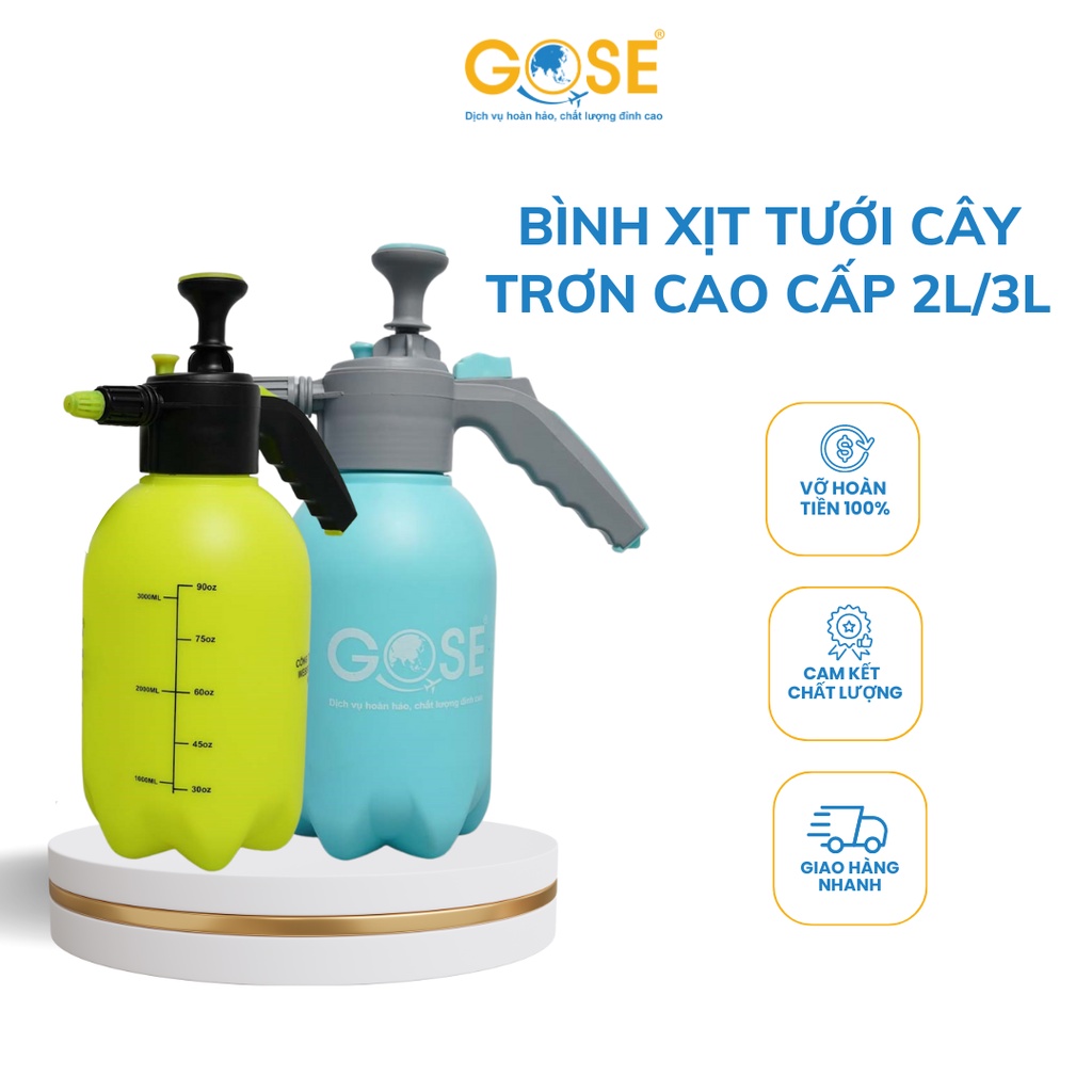 Bình xịt tưới cây cảnh 2L/3L GOSE vòi phun sương đồ làm vườn cao cấp siêu bền