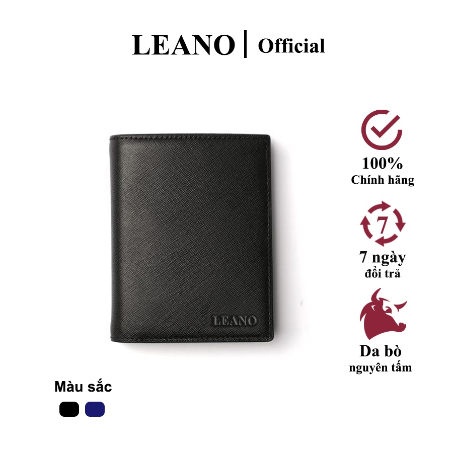 Ví nam da saffiano chính hãng Leano cao cấp, Bóp da nam sang trọng bền bỉ