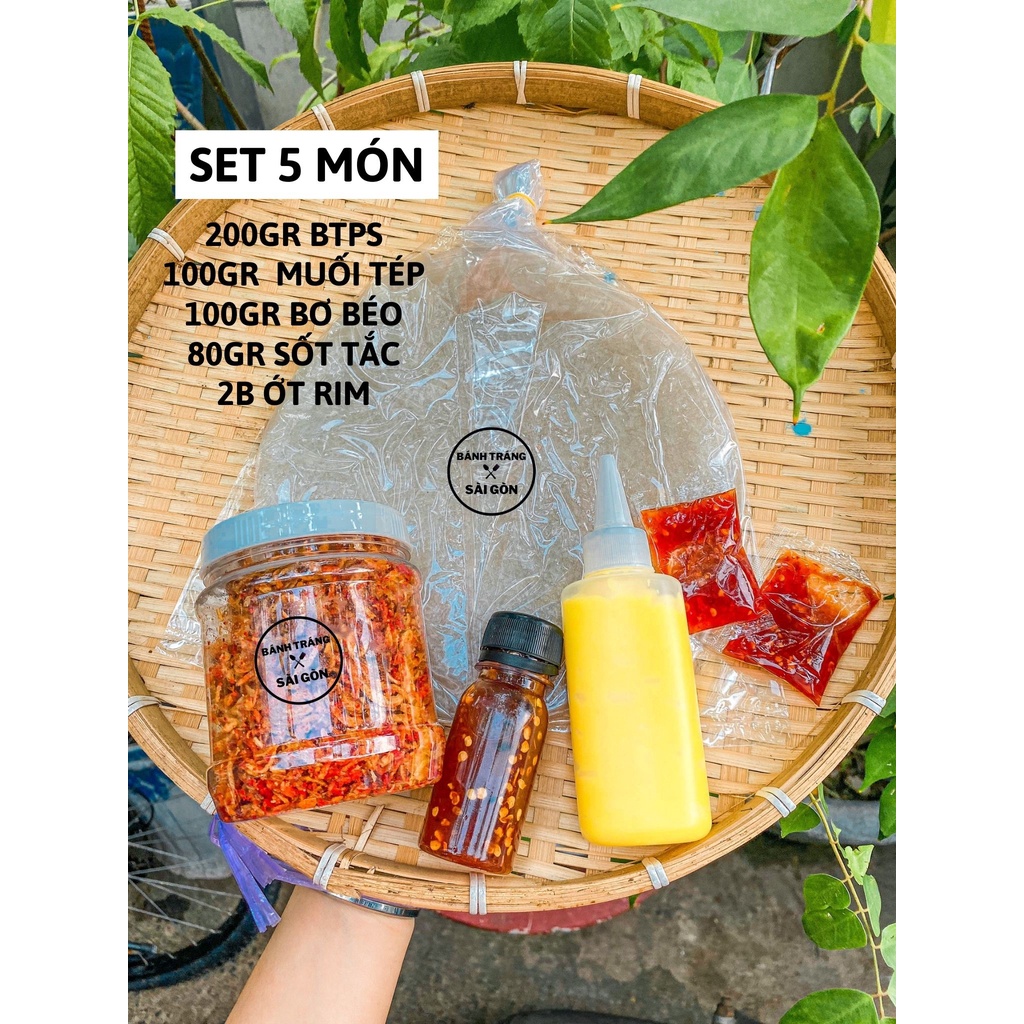 Set 5 Món Bánh Tráng Phơi Sương  + Muối Tép Hành Phi + Bơ Béo