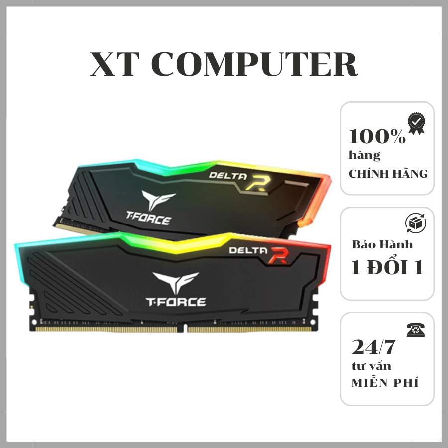 Bộ nhớ Ram DDR4 TeamGroup 8G 16G 3200 T-Force Delta RGB- Hàng Chính Hãng