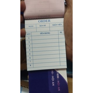 Lốc 10 cuốn phiếu Order 2 liên  quán ăn, nhà hàng, cafe khi viết tự in dưới có giấy lót kê không bị lem liên khác
