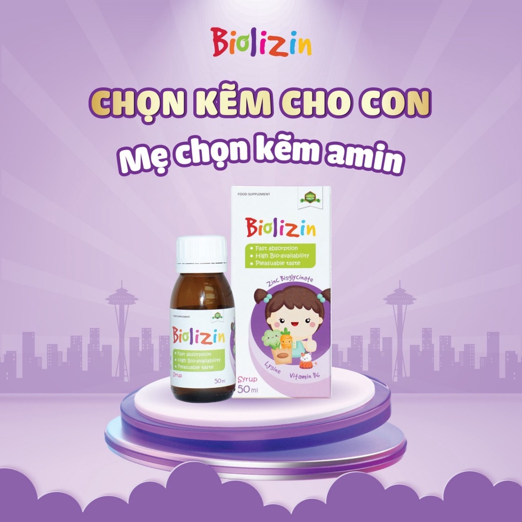 Kẽm Cho Bé- Biolizin Kẽm Zinc Lysine Cho Bé Kẽm Cho Bé Biếng Ăn Vitamin B6 Siro Ăn Ngon Cho Bé Tăng Đề Kháng Bổ Sung Kẽm