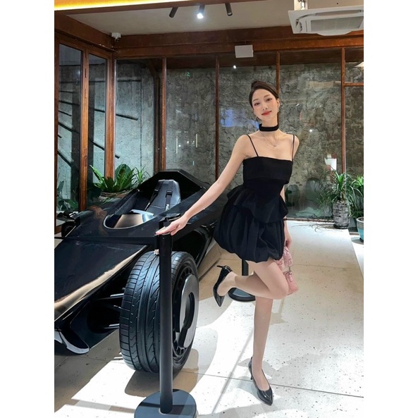 Đầm Hai Dây Thiết Kế Có Dây Cổ Kèm Ảnh Thật