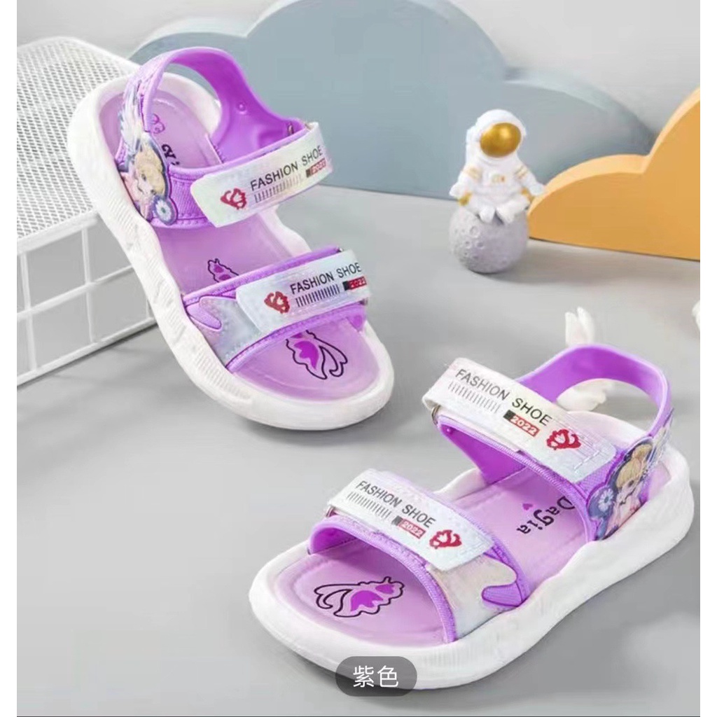 Sandal quai ngang dạ quang phối chữ cho bé gái xinh xắn dễ thương - TT480