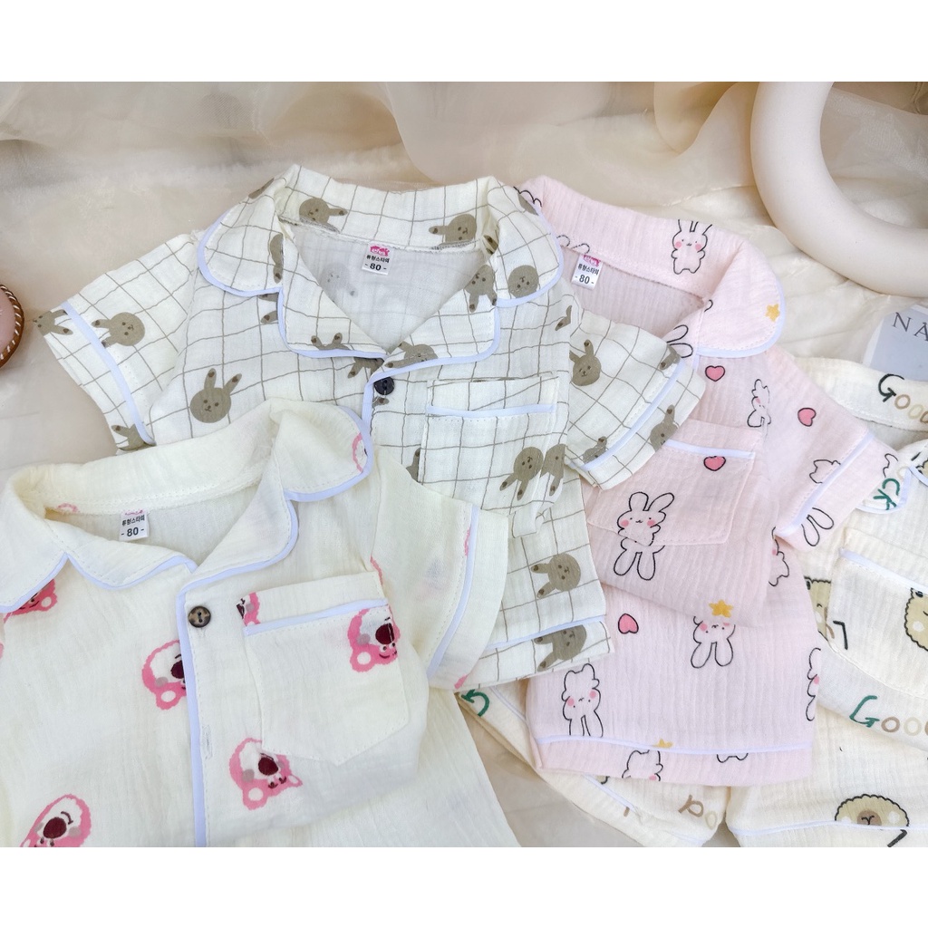 Đồ ngủ, bộ pijama chất Musilin Organic họa tiết ngộ nghĩnh cho bé trai, bé gái