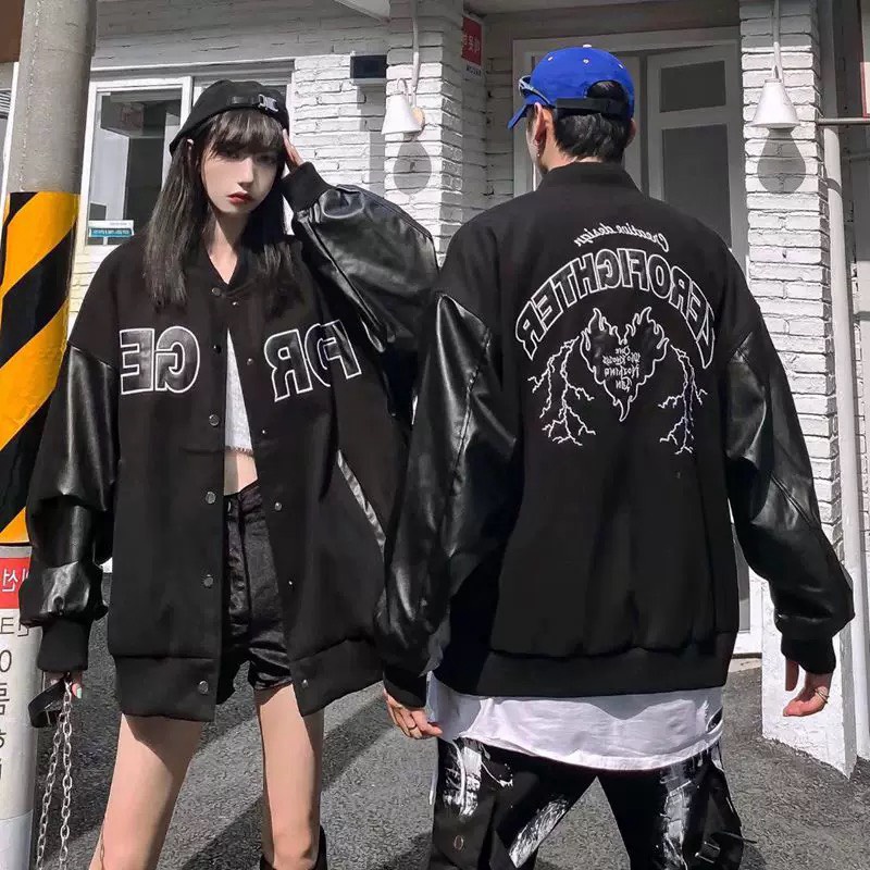 Áo khoác bomber phối da FOR GET ko ngầu nữa thì thôi chứ. Phối tay da cực chất luôn,ct