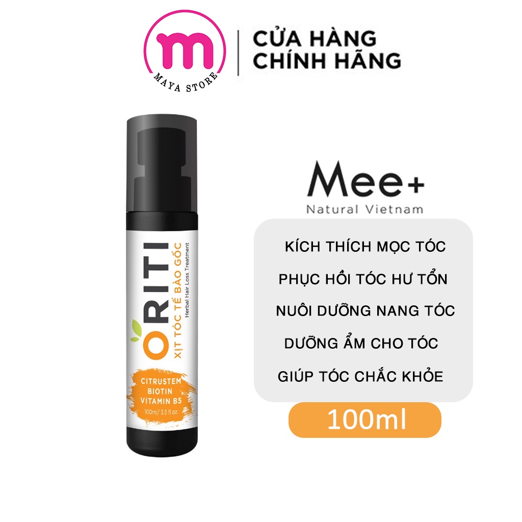 Xịt mọc tóc ORITI, kích mọc tóc, ngăn ngừa rụng tóc thảo mộc Mee Natural 100ml