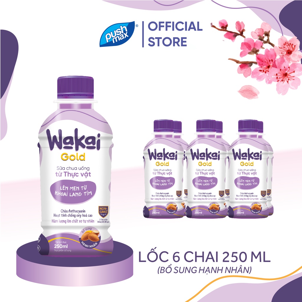 Lốc 6 Chai Wakai Gold Sữa Chua Uống Từ Thực Vật (250ml x 6 chai) - Wakai