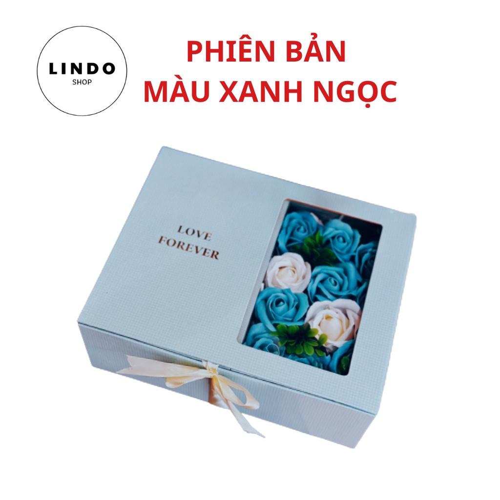 Hộp đựng quà tặng LINDO, Hộp quà kèm 11 bông hoa hồng sáp và túi xách, thích hợp đựng quần áo, mỹ phẩm, nước hoa...