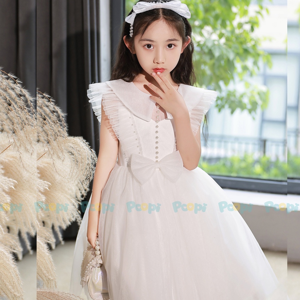 Váy Công Chúa Bé Gái Poopi Kiểu Cánh Tiên Đính Cườm Dễ Thương Phong Cách Đầm Bé Gái Mặc Hè
