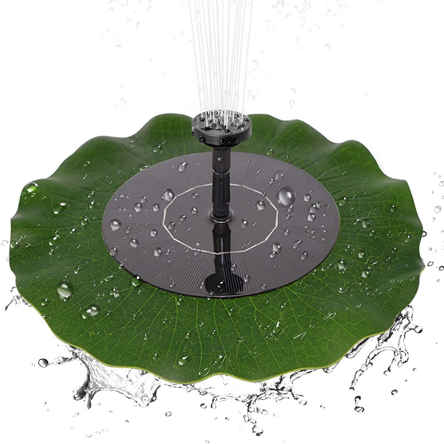 Đài phun nước hình lá sen năng lượng mặt trời 1.4w 6 đầu vòi phun tiện dụng ,trang trí tiểu cảnh, hồ cá coi ngoài trời