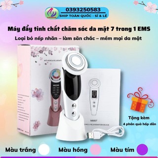 Máy massage mặt mini cầm tay, máy đẩy tinh chất beauty 7 trong 1 EMS loại bỏ nếp nhăn làm săn chắc da mặt