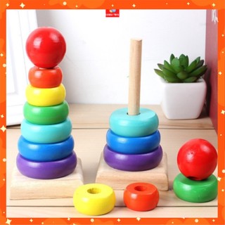 Tháp gỗ cầu vồng mini cho bé- đồ chơi gỗ