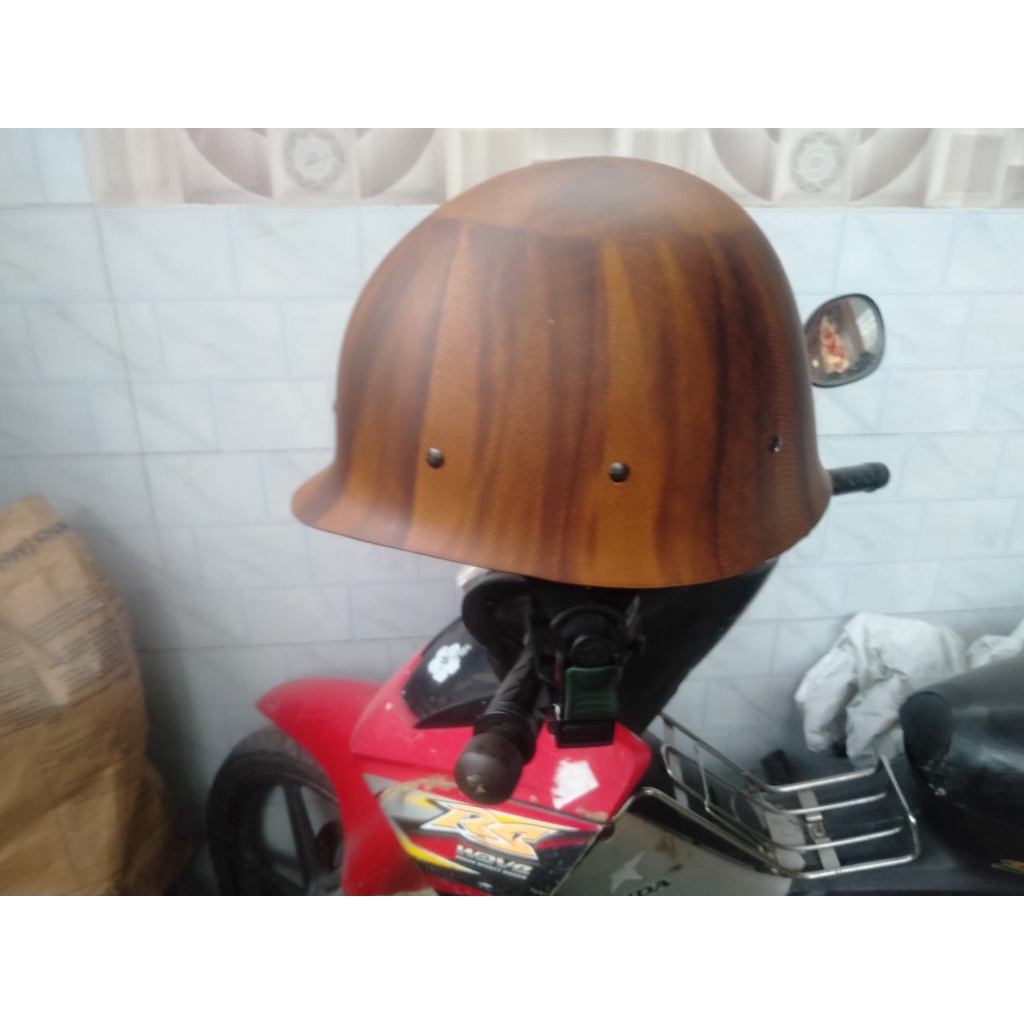 Nón bảo hiểm lính vân gỗ cao cấp lòng dây thoáng mát