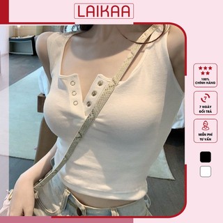 Áo ba lỗ cúc bấm, croptop ba lỗ cổ u sát nách, áo thun body nữ laikaa