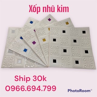Miếng Xốp Dán Tường 3D nhũ kim tuyến 70x70cm - dày 5mm - Hàng Nhập Khẩu Cao Cấp