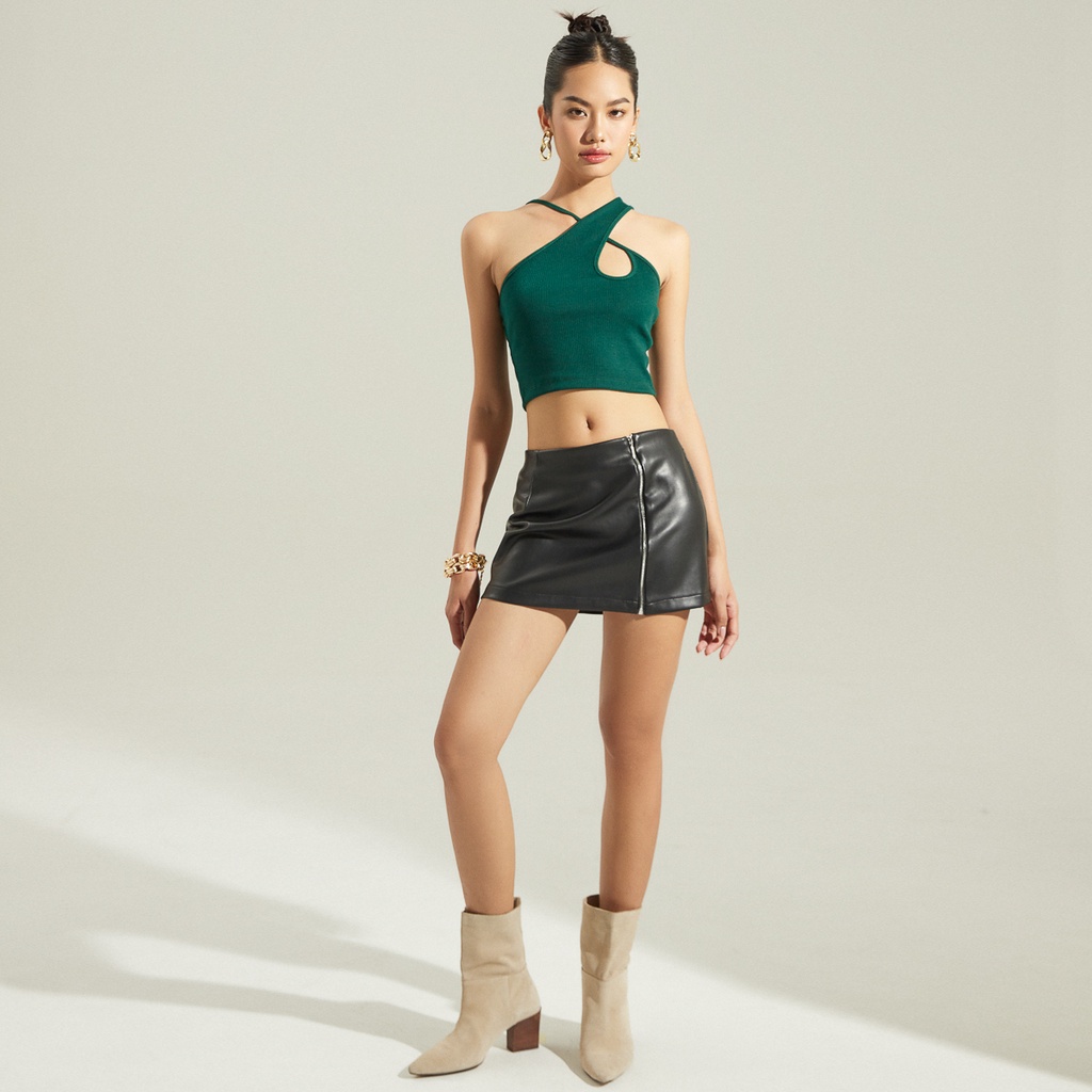 Áo croptop Maybi ôm thun cổ yếm