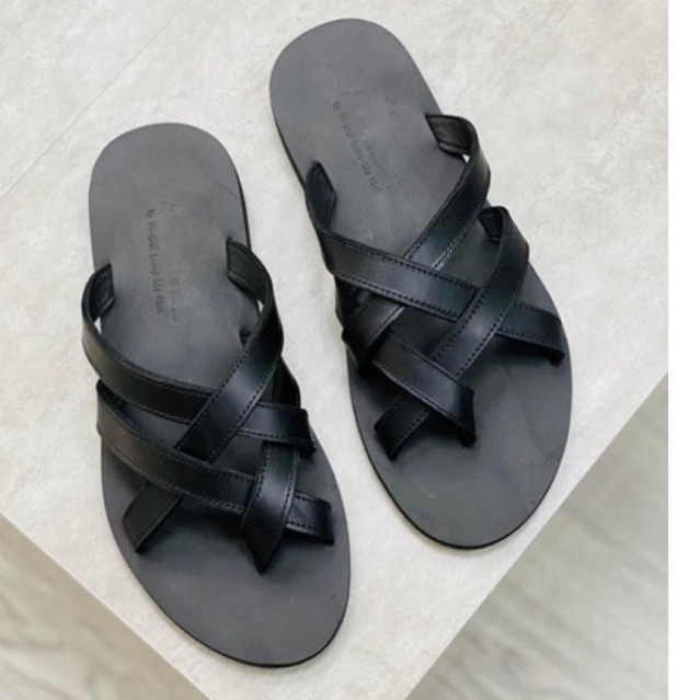 Dép Sandal Dép Quai Chéo Da Bò Thật Không Thấm Nước Phù Hợp Mọi Lứa Tuổi cheosg11