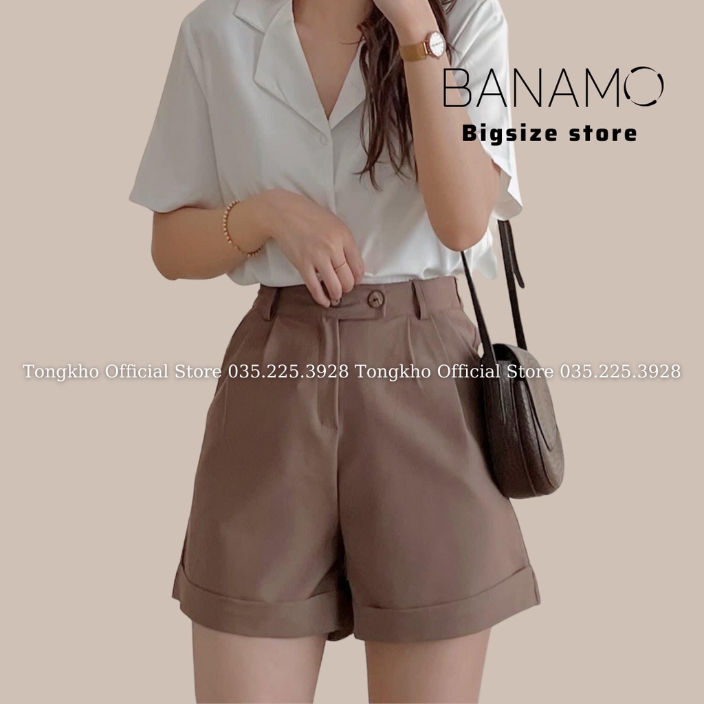 Quần short nữ BIGSIZE short nữ gấu gập cạp cao chun sau 6320