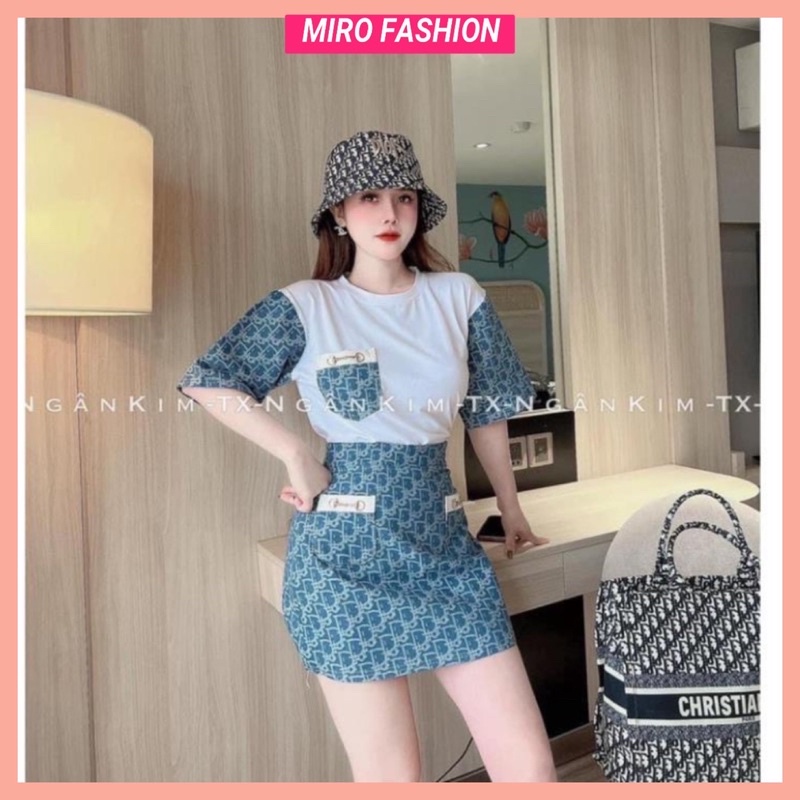 Set bộ 3 món áo mix chân váy dior kèm mũ xinh đi chơi đi tiệc sang chảnh bộ đồ DO