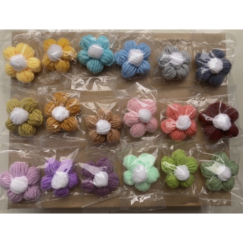 Hoa len móc, pin cài áo, đầm, túi, balo - 4cm có ghim