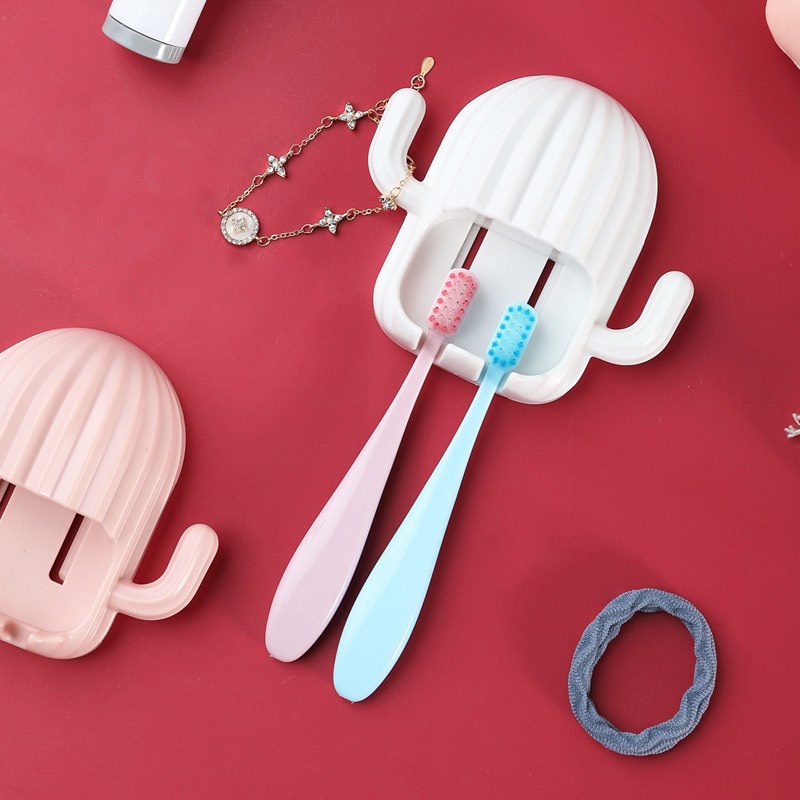 Móc Treo Bàn Chải Dán Tường Hình Xương Rồng Kệ Treo Bàn Chải Đa Năng Y98
