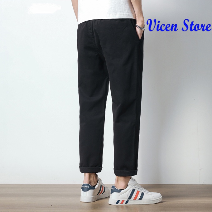 [MÃ VICEN30K250 GIẢM 15% TỐI ĐA 30K] Quần Baggy Kaki Cạp Chun Chất Kaki Cao Cấp VICENZO Ống Suông Thoải Mái. Quần Baggy | BigBuy360 - bigbuy360.vn