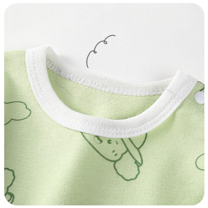 Đồ Ngủ Áo Liền Quần Luckycandy Chất Cotton Tay Dài Cho Bé Sơ Sinh 0-24 Tháng Tuổi