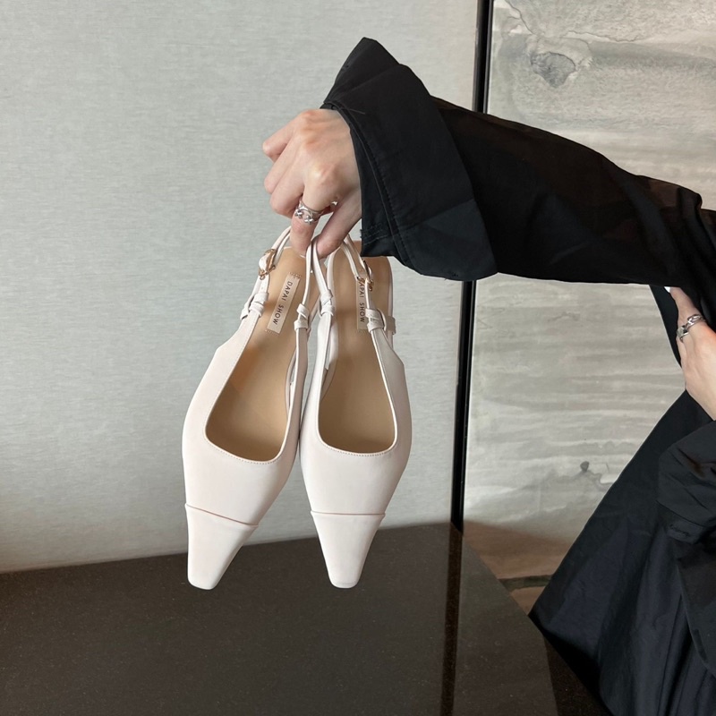 Sandal nữ mũi nhọn có dây sau phong cách Pháp mẫu mới năm 2023