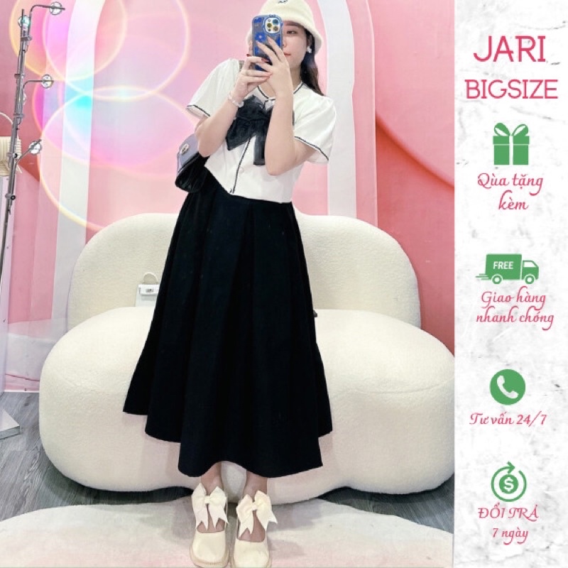Sét áo váy Bigsize croptop ( JARI BIGSIZE ) tiểu thư dài đi học 40-80kg thiết kế basic