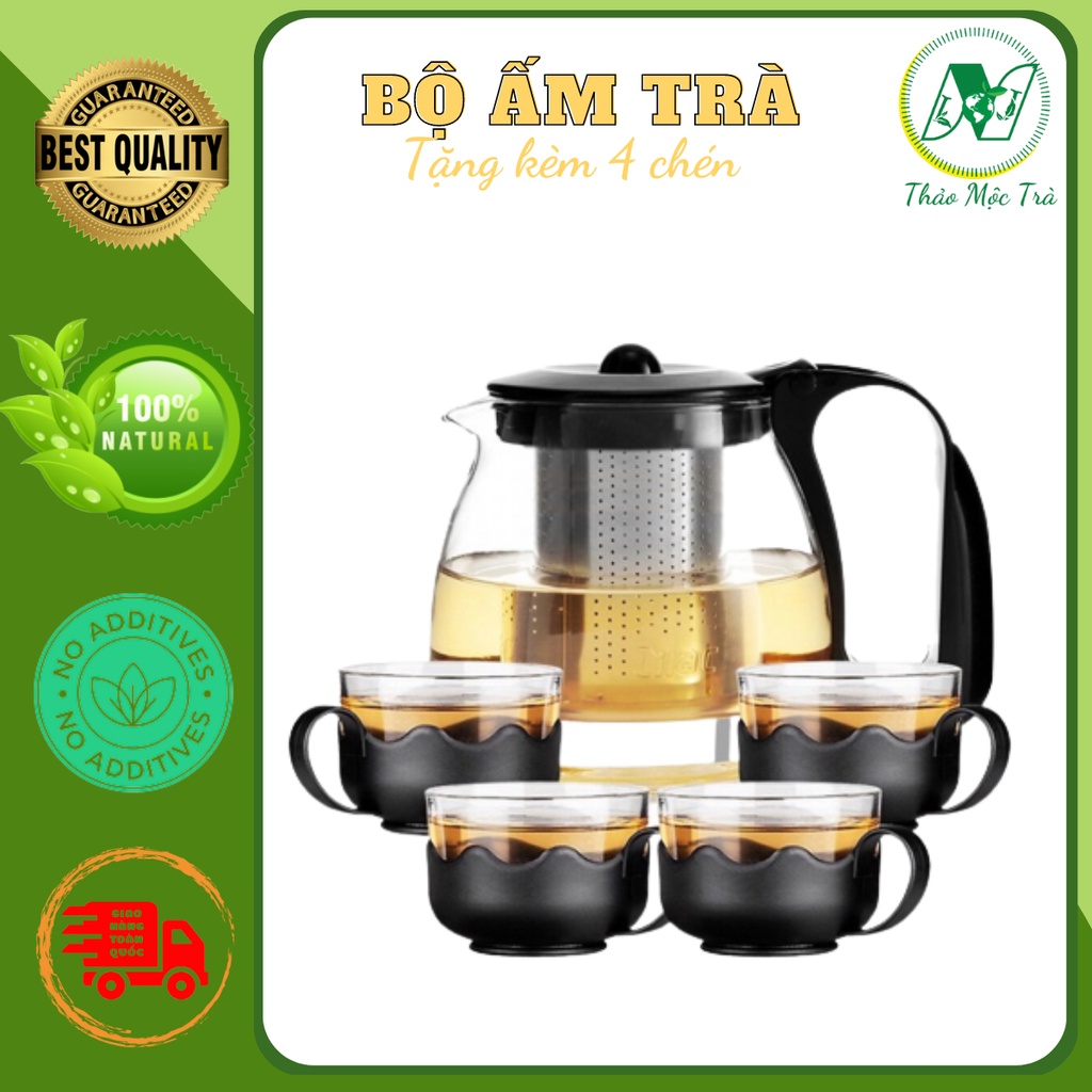 Bộ ấm trà lõi lọc và 4 ly thuỷ tinh