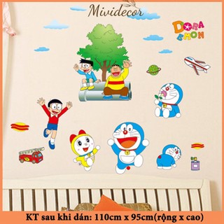 Decal doremon tranh dán tường MIVIDECOR decal dán tường cho bé