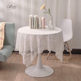 Khăn trải bàn ren trắng kem phong cách vintage 1.2x1.2m