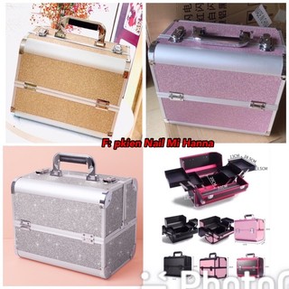 Cốp nhôm 2 tầng đựng đồ nail, mi, phun xăm, trang điểm...