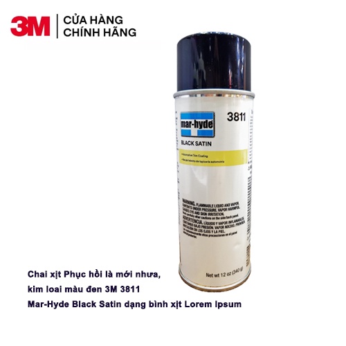 Phục hồi làm mới nhựa, kim loại màu đen 3M 3811 Mar-Hyde Black Satin dạng bình xịt