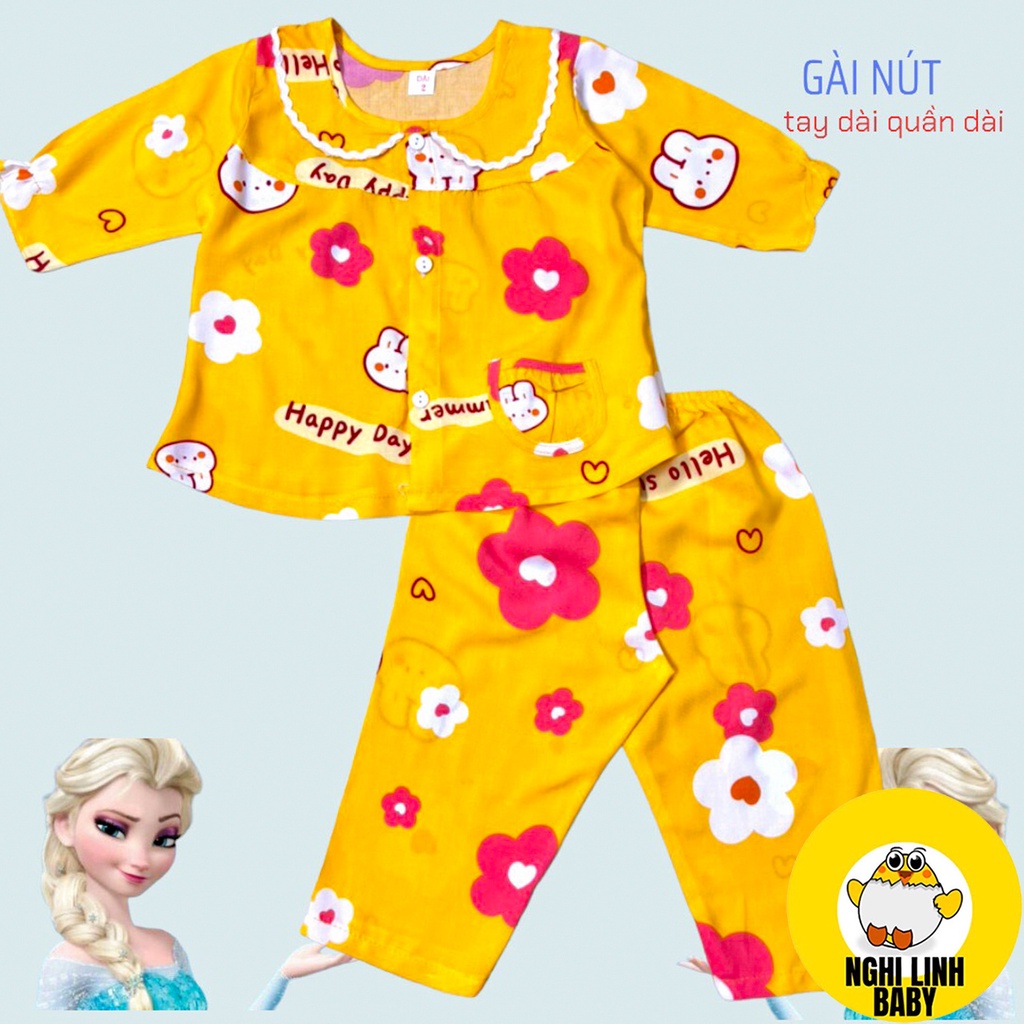 Đồ lanh bé gái, bộ tole cho bé mặc nhà tay dài quần dài cài nút từ 6-25kg - Nghi Linh Baby