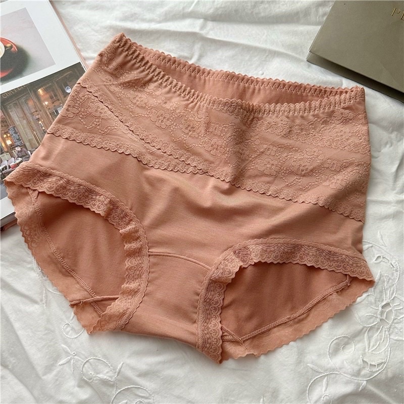 Quần Lót Cotton Cạp Cao Ren Ôm Bụng Định Hình Vòng 3, Thoáng Mát, Kháng Khuẩn Chống Viễm Nhiễm