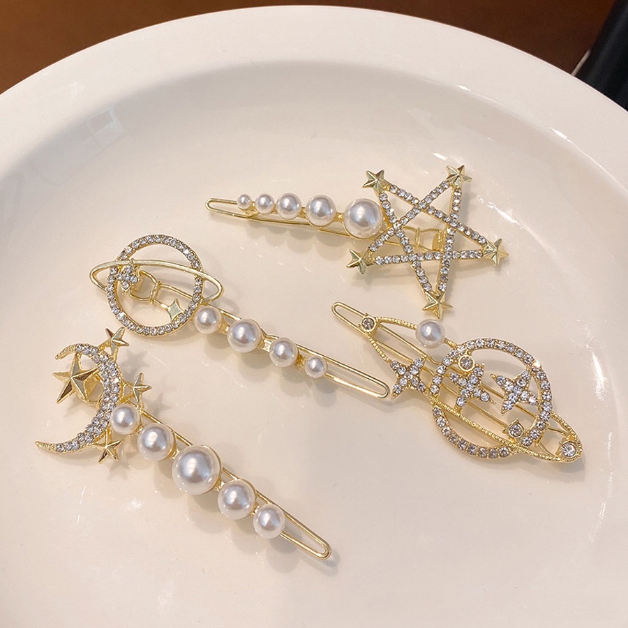 Kẹp Tóc Hình Hành Tinh / Mặt Trăng Đính Pha Lê Lấp Lánh Thời Trang Cho Nữ