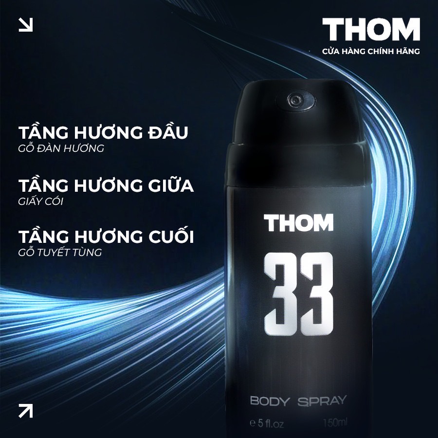 Combo xịt khử mùi toàn thân hương nước hoa THOM Diving Club - 150 ml & THOM 33 - 150 m