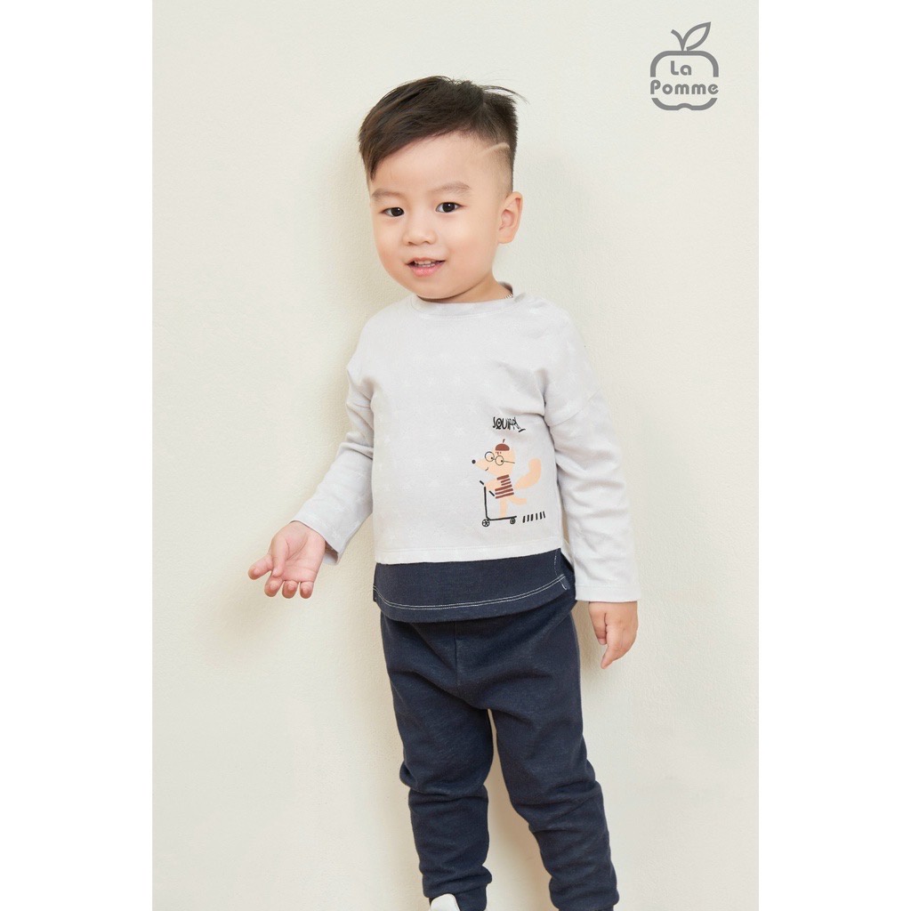 Bộ Quần Áo Dài Tay  Scooter and Squirrel Cho Bé Màu Xanh