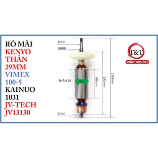 Rô mài m1006 dài 170 thân 29 dùng cho các máy kenyo thân 29 , kainuo 1031, vimex 100-5, jv-tech jv 13103