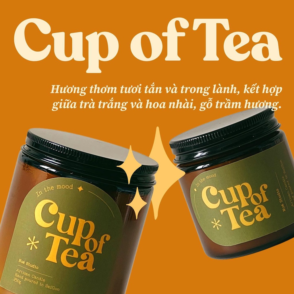 Nến Thơm Noé Studio Cup Of Tea Cao Cấp Có Nắp Đậy Sáp Đậu Nành Tinh Dầu Thiên Nhiên An Toàn