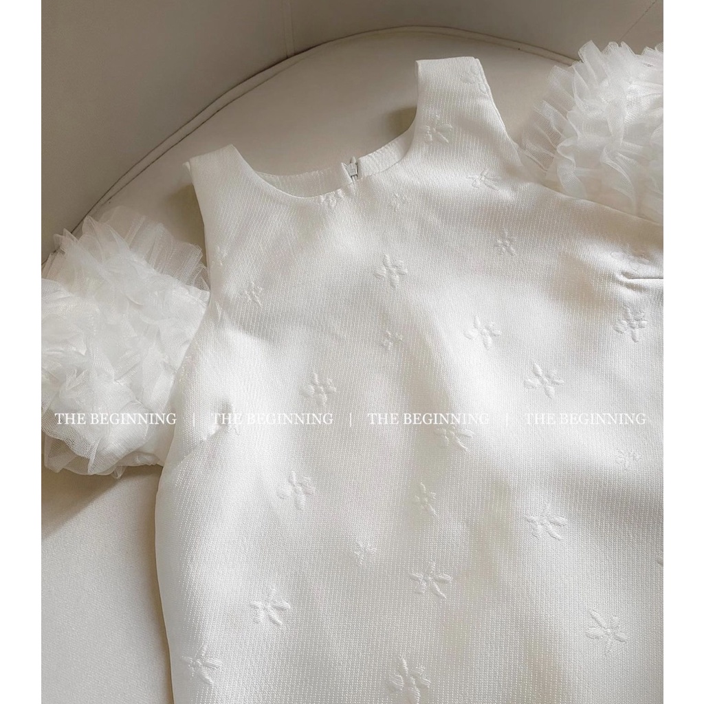 Váy baby doll chất gấm trễ vai tiểu thư