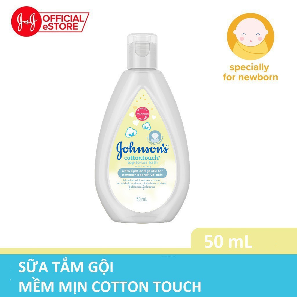  Sữa tắm gội toàn thân mềm mịn Johnson's Cottontouch Top-To-Toe Bath 50ml
